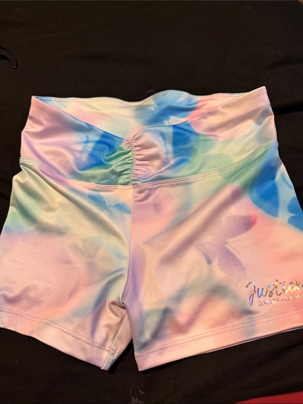 Justice Pastel Tie-Dye Bike Shorts in Pink, Blue, Purple, Green